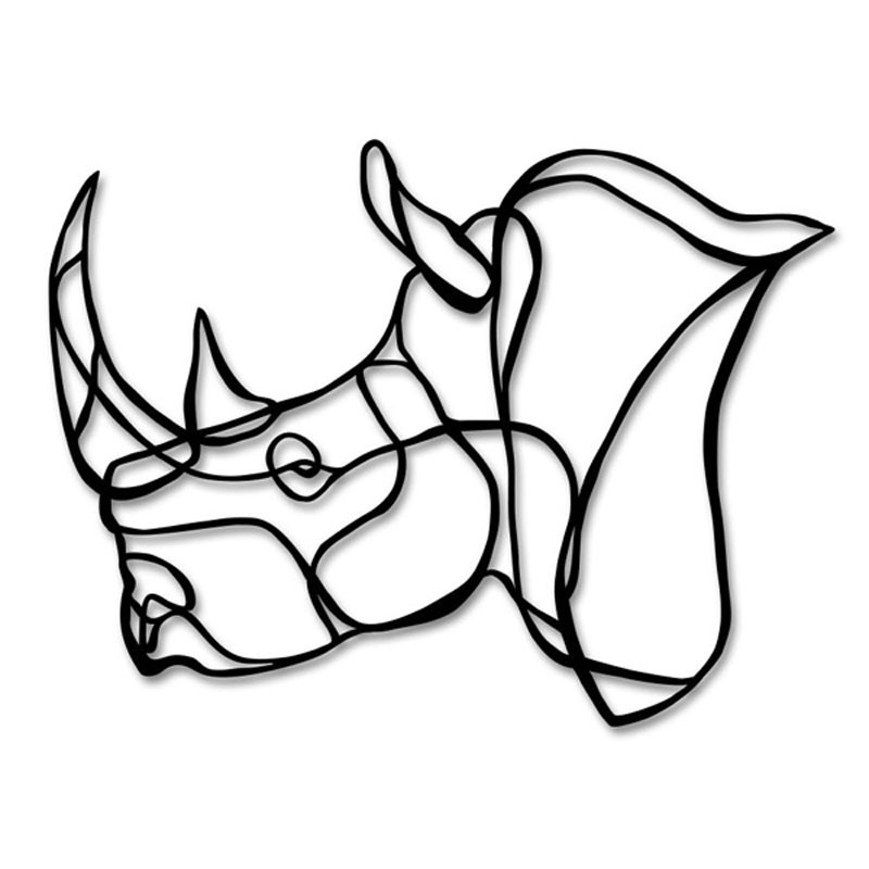 800x800 Mini Rhino Head Wooden Wall Art