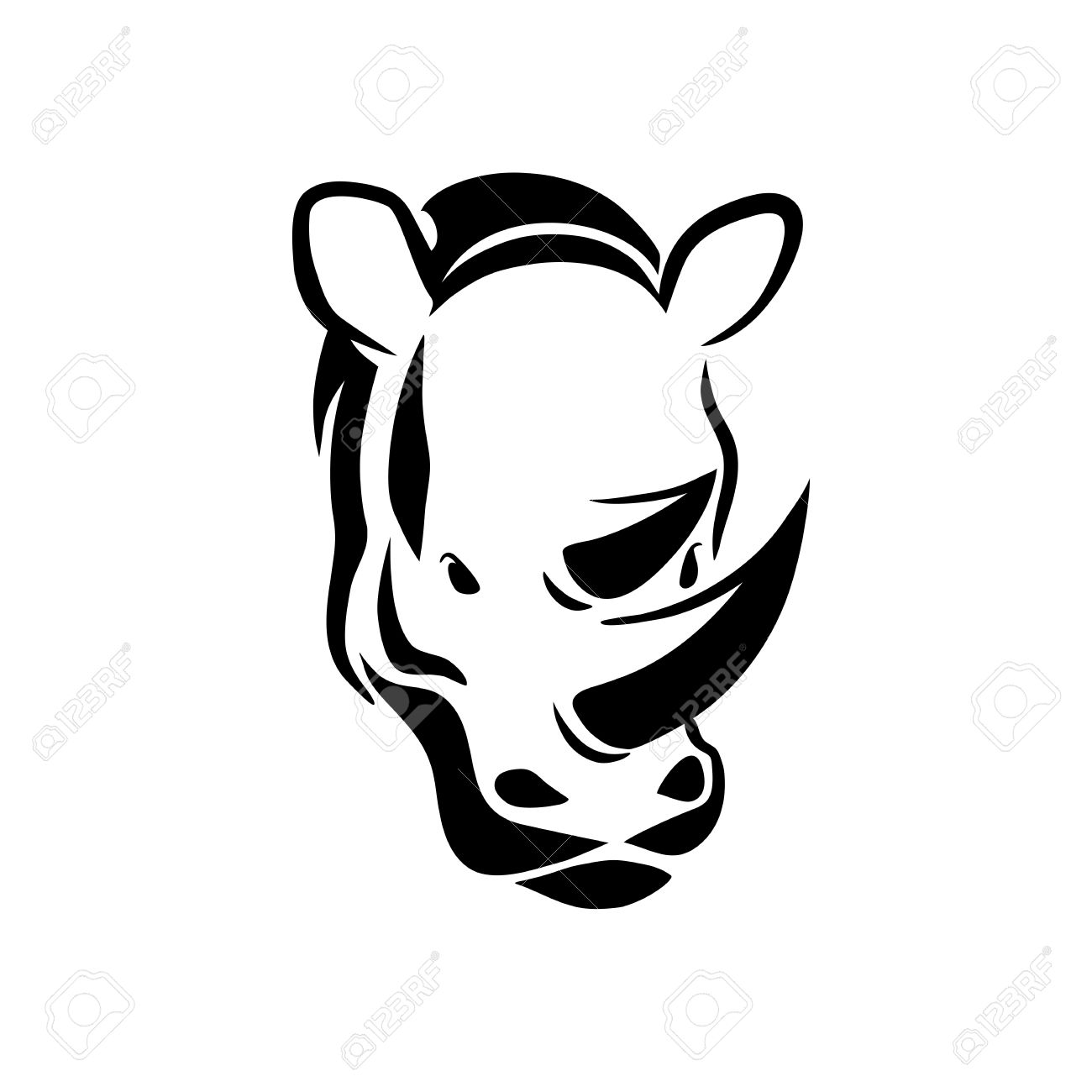 1300x1300 This Is An Illustration Of Rhinoceros Head Tattoo Royalty Free