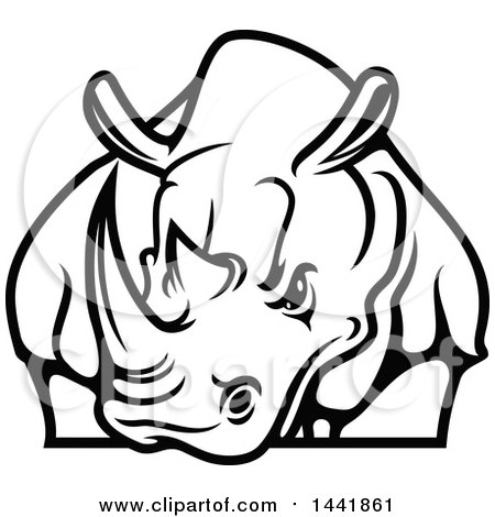 450x470 Clipart Of A Cartoon Angry Gray Rhinoceros Head In Profile 2