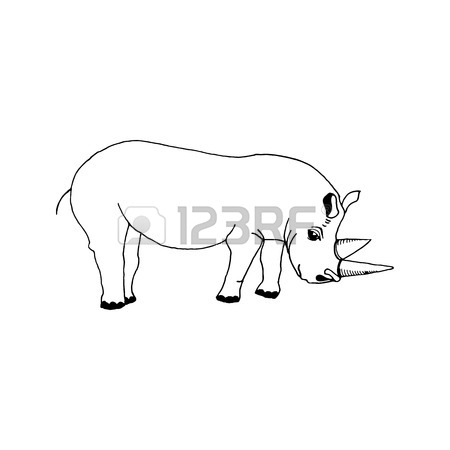 450x450 Hand Sketch A Rhino Head On A White Background. Animal Design