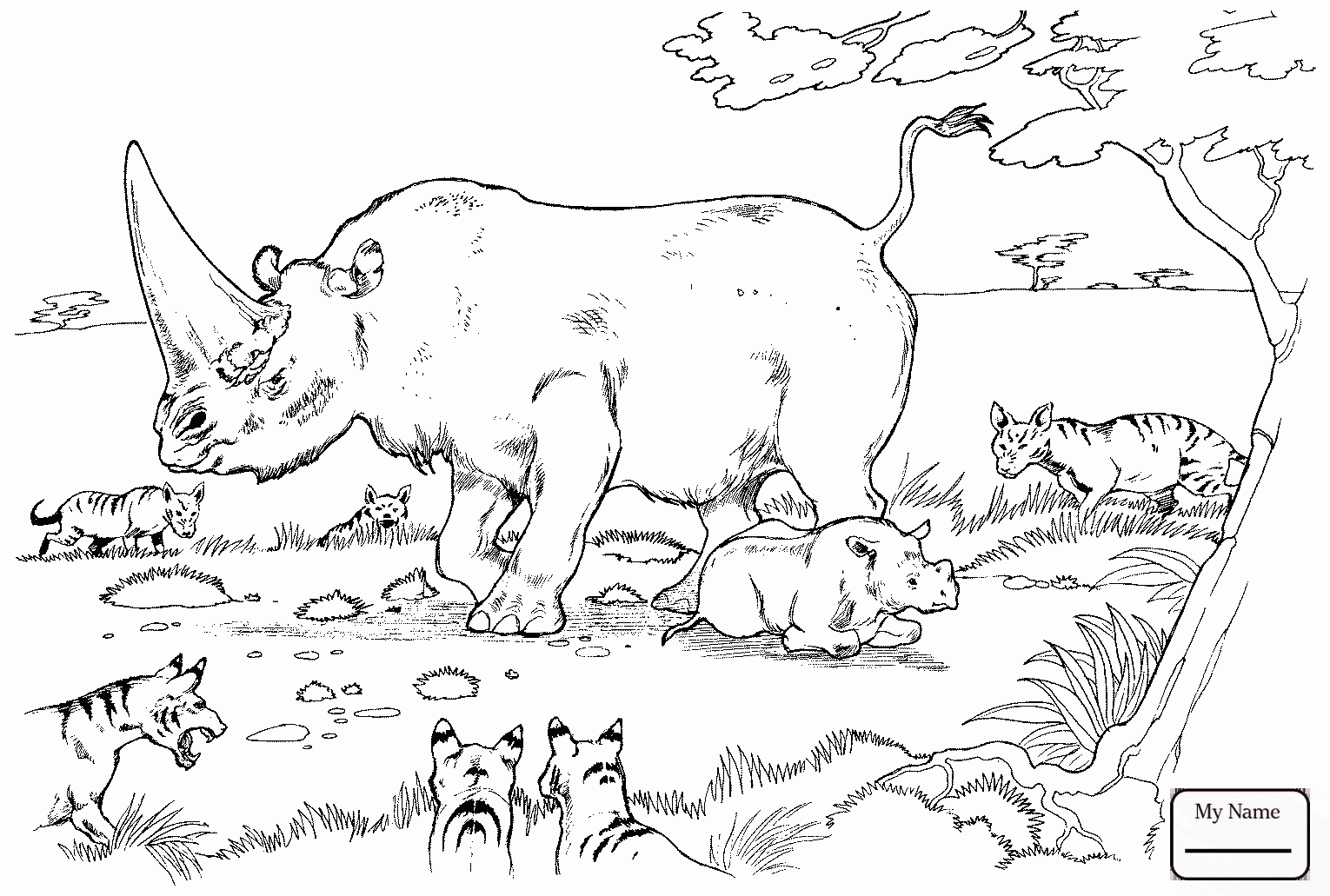 1530x1031 Coloring Pages For Kids Rhino Mammals Baby Rhinoceros And Mother