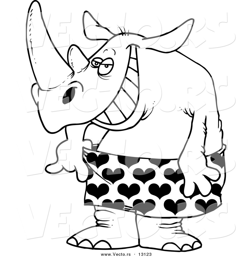 1024x1044 Vector Of A Cartoon Rhino In Loose Heart Boxers