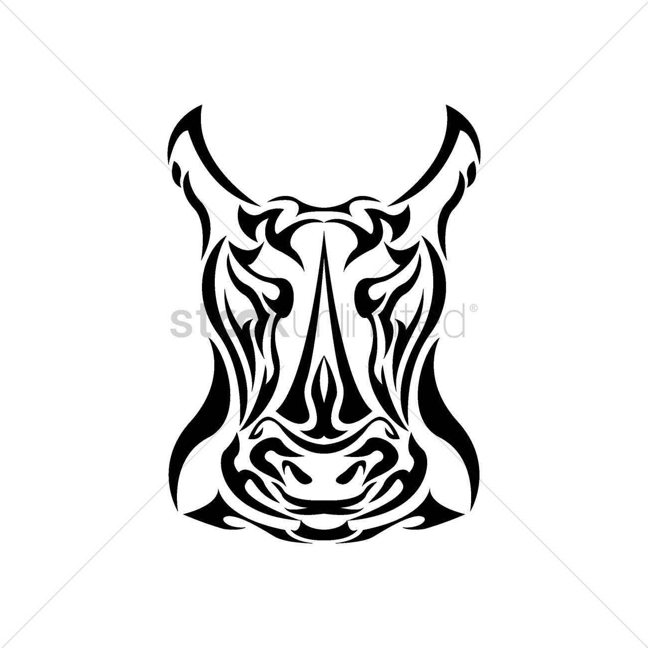 1300x1300 Rhinoceros Tattoo Design Vector Image