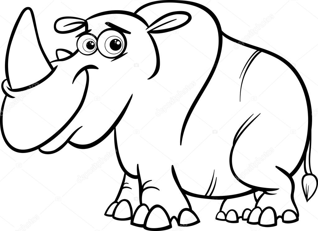 1023x743 Rhinoceros Cartoon Coloring Page Stock Vector Izakowski