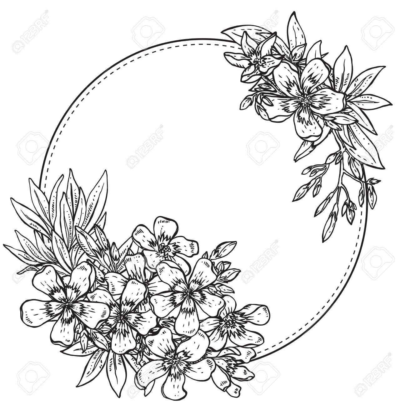 1299x1300 Vector Illustration. Hand Drawn Composition Of Black And White