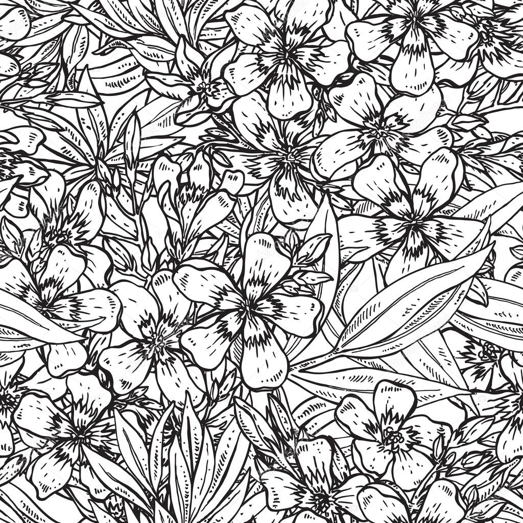1024x1024 Vector Seamless Pattern With Hand Drawn Rhododendron Flowers