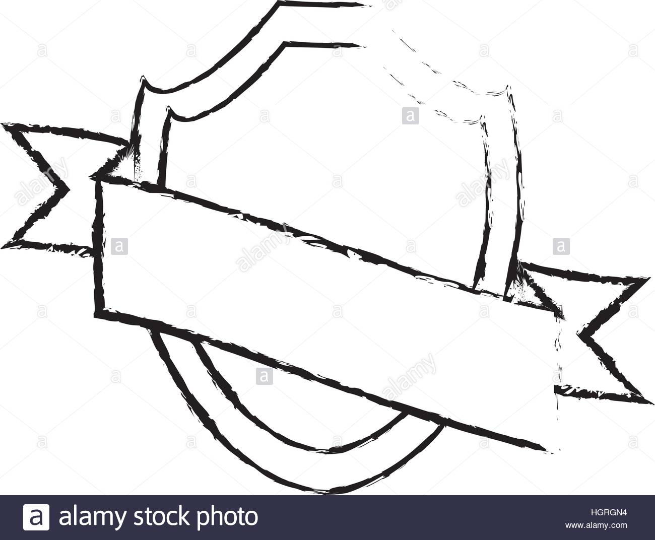 1300x1072 Shield With Ribbon Emblem Sketch Vector Illustration Eps 10 Stock