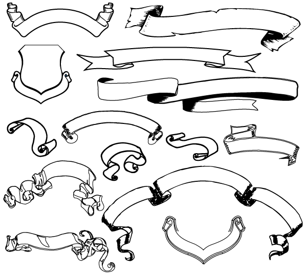 600x535 Doodle Ribbon Banners Free Free Vector. All Free Download Vector