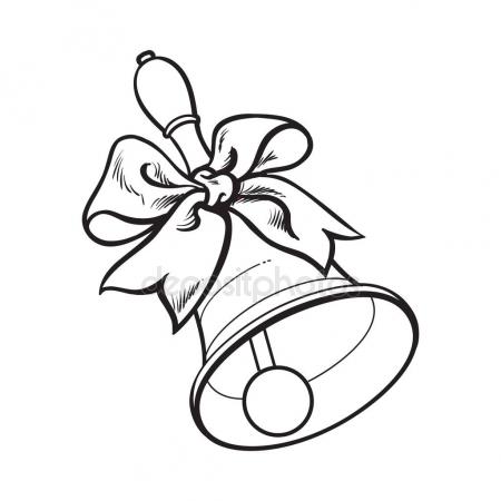 450x450 Traditional School Bell With Ribbon Bow Stock Vector
