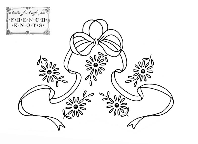 800x584 Free Vintage Bow And Flowers Embroidery Transfer Pattern