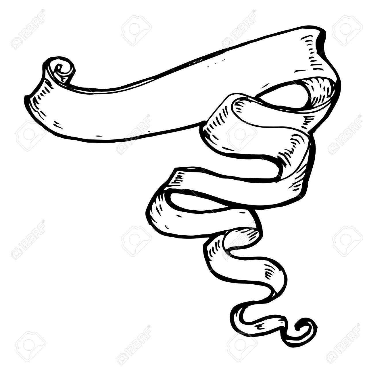 1270x1300 Vintage Ribbon Banner, Hand Drawn. Hand Sketched Element. Vintage