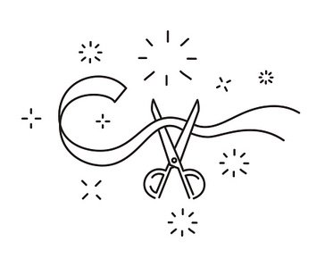 364x299 Scissors Cut The Ribbon Line Icon Opening Ceremony Symbol Vector