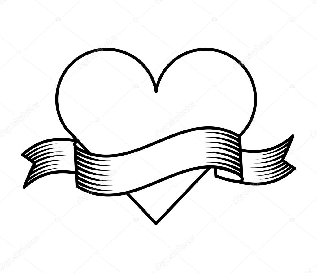 1024x881 Ribbon Drawing Tattoo Style Isolated Icon Stock Vector
