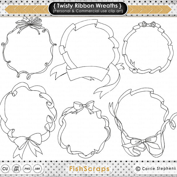 570x570 Ribbon Wreath Clip Art Frames