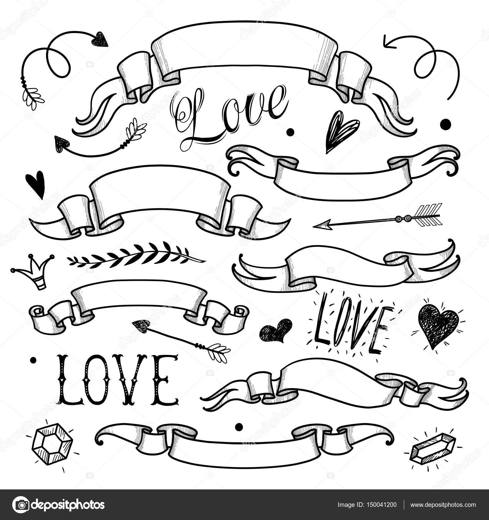 1600x1700 Set Of Images With Vintage Ribbons Stock Vector Xenia Ok