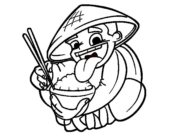 600x470 Chinese Eating Rice Coloring Page
