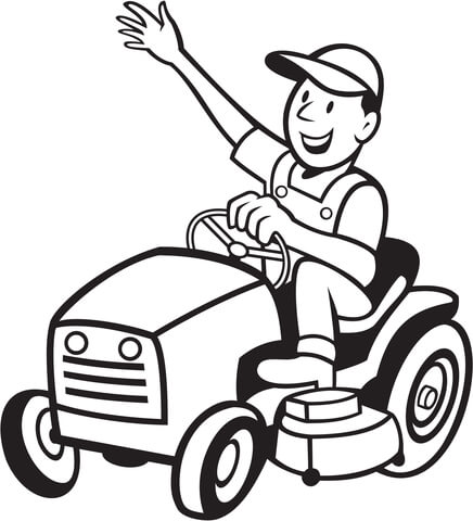 436x480 Farmer Riding A Tractor Mower Coloring Page Free Printable