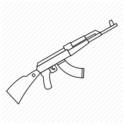 512x512 Gun, Kalashnikov, Line, Military, Outline, Rifle, Weapon Icon