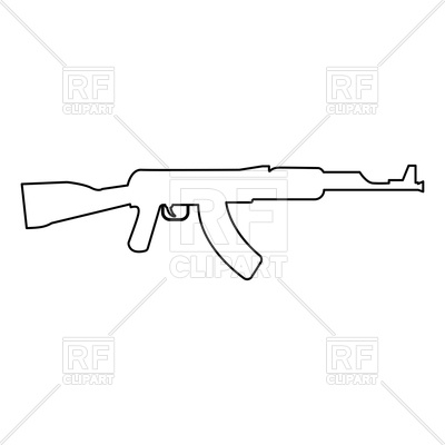 400x400 Assault Rifle Outline Icon Royalty Free Vector Clip Art Image