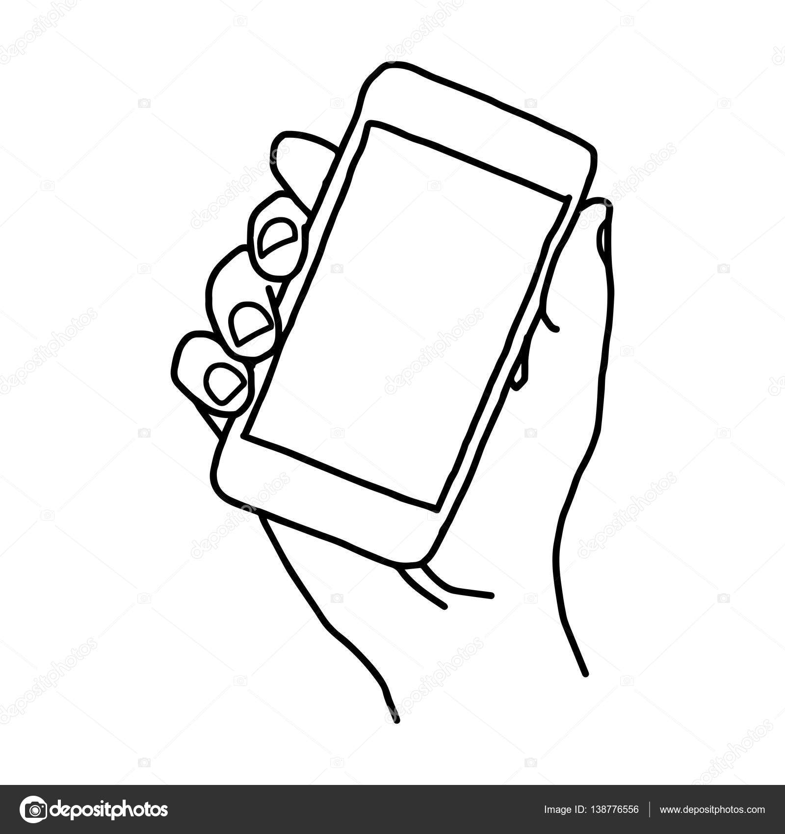 1600x1700 Vector Doodle Hand Drawn Sketch Of Human Right Hand Holding Smart