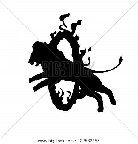 450x470 Lion Jumping Through Fire Ring. Vector Amp Photo Bigstock