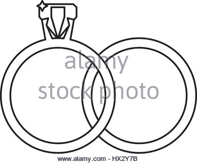 386x320 Drawing Two Romance Rings Love Heart Wedding Symbol Stock Vector
