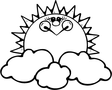 377x304 Coloring Page Of Smiling Sun Rising Above The Clouds