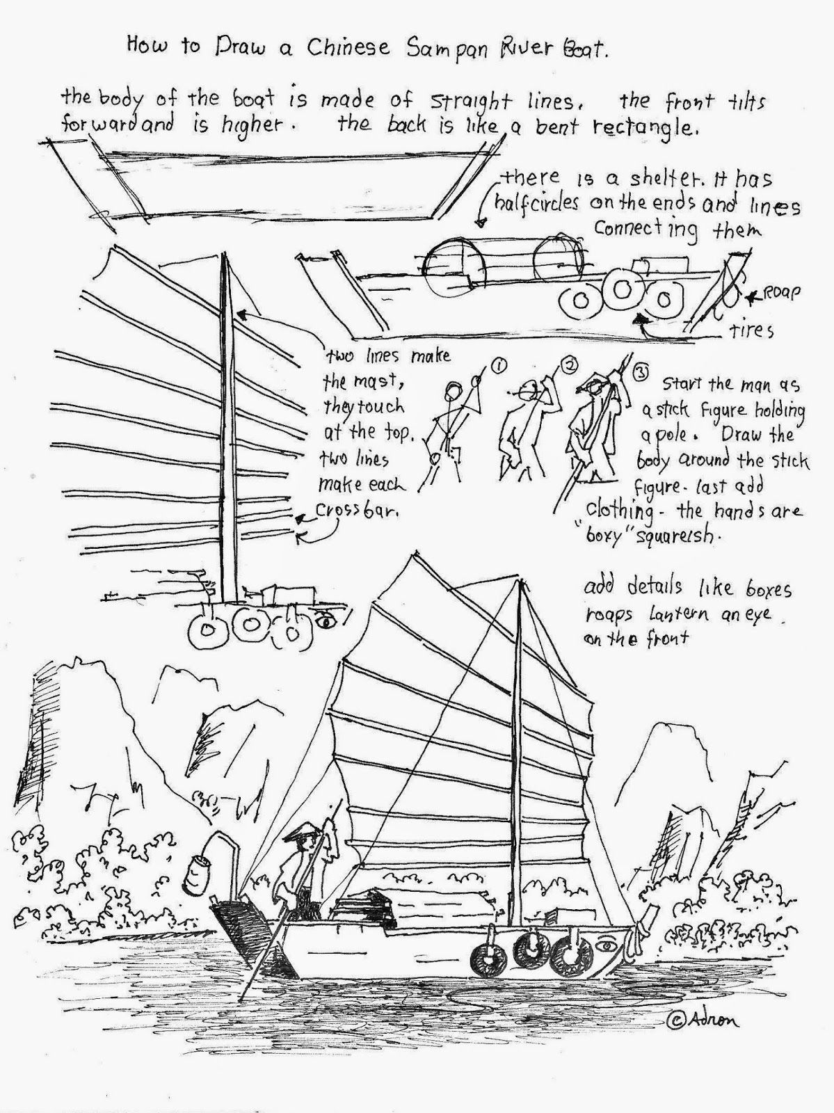 1199x1600 How To Draw A Chinese River Boat Worksheet, See Morea