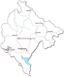 267x323 Montenegro Black Amp White Road Map In Adobe Illustrator Vector