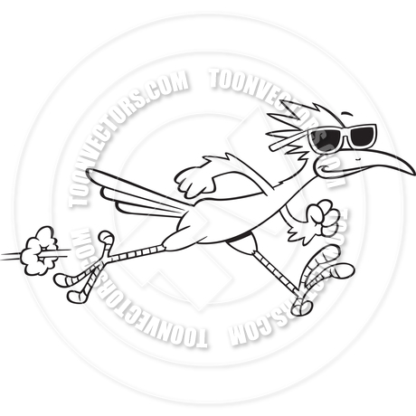 460x460 Cartoon Roadrunner Bird Running (Black Amp White Line Art) By Ron