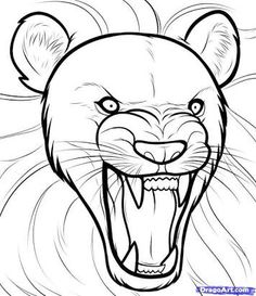 236x273 How To Draw A Lion Roaring, Roaring Lion, Step By Step, Safari