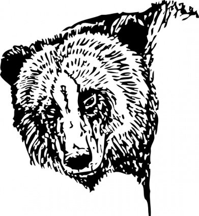 391x425 Bear Head, Cliparts