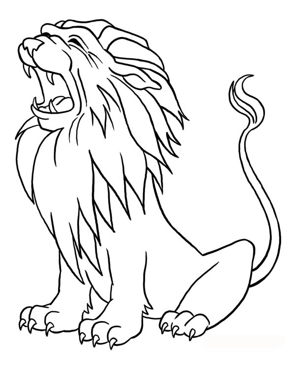 600x751 Lion Roaring Coloring Page Color Luna