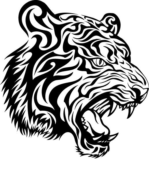 516x590 Aggressive Face Tribal Tattoo Stencil Idea