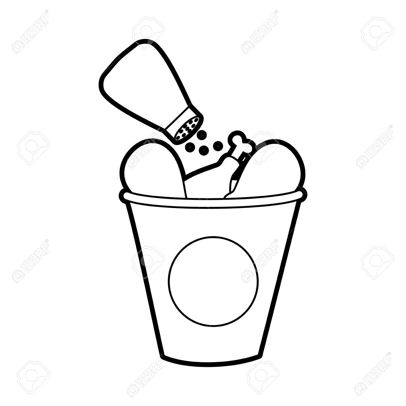 1300x1300 Fast Food Bucket Roasted Chicken Menu Vector Illustration Royalty