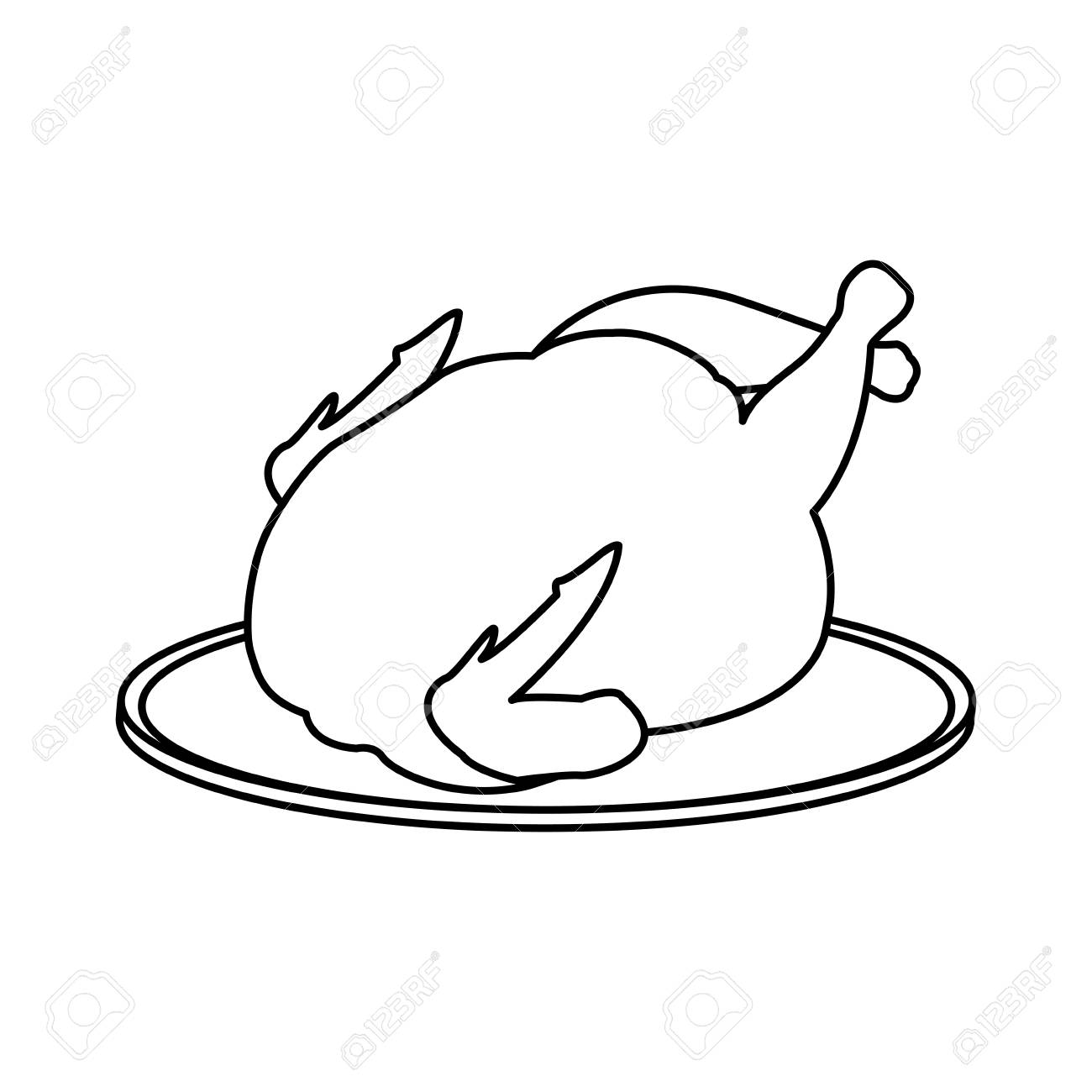 1300x1300 Hot Baked Roasted Chicken On Plate Fast Food Vector Illustration