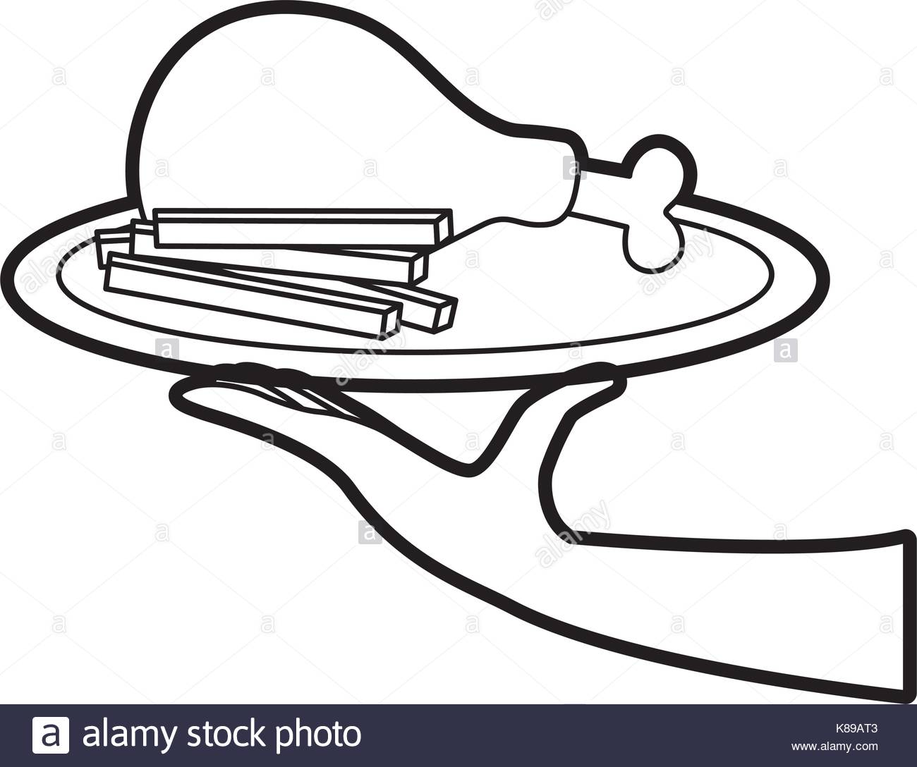 1300x1088 Hand Holding Fast Food Roasted Chicken And French Fries Menu Stock