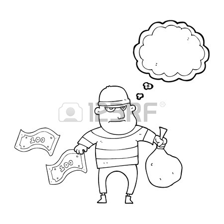 450x450 Freehand Drawn Thought Bubble Cartoon Bank Robber Royalty Free
