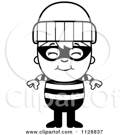 450x470 Cartoon Of A Black And White Happy Robber Boy