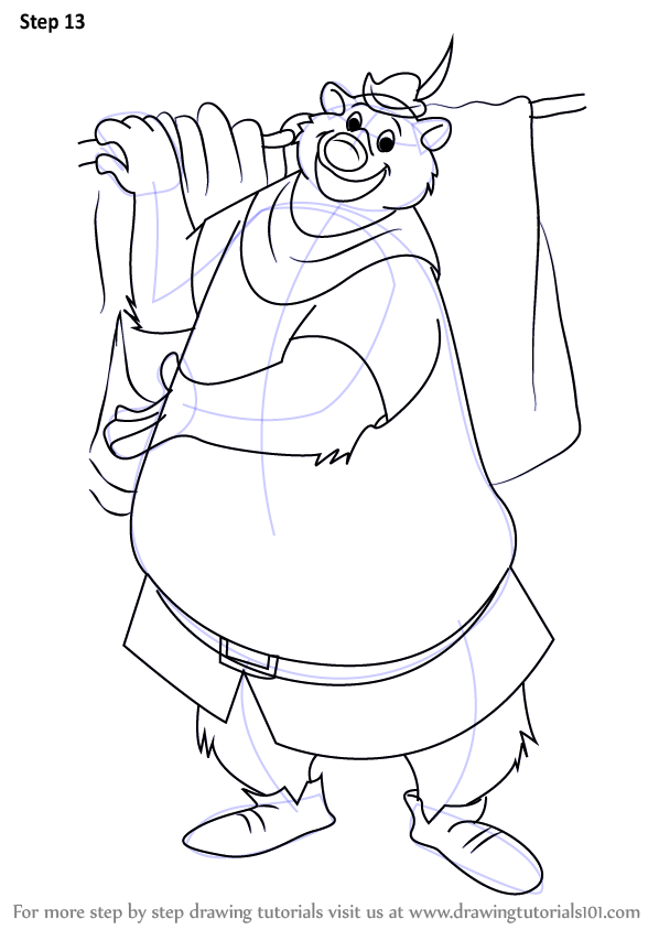 598x844 Learn How To Draw Little John The Bear From Robin Hood (Robin Hood