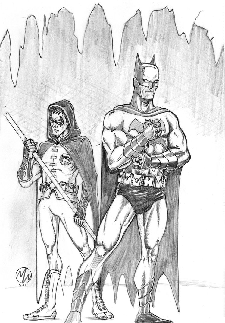 747x1070 Batman And Robin Pencil Sketch By Wedmer