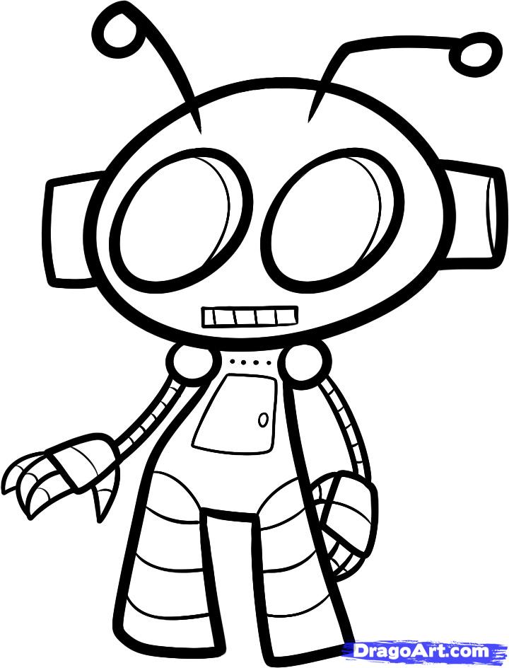 720x944 How To Draw A Robot For Kids Step 7 Drawingcoloring