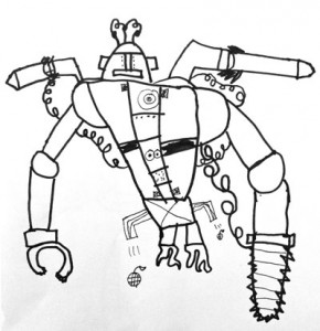 290x300 Robot Line Drawing Robot, Drawings And Art Lessons