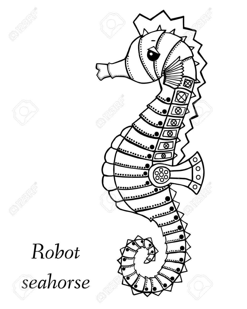 1040x1300 Marine Drawings. Vector Illustrations Robot Inhabitants