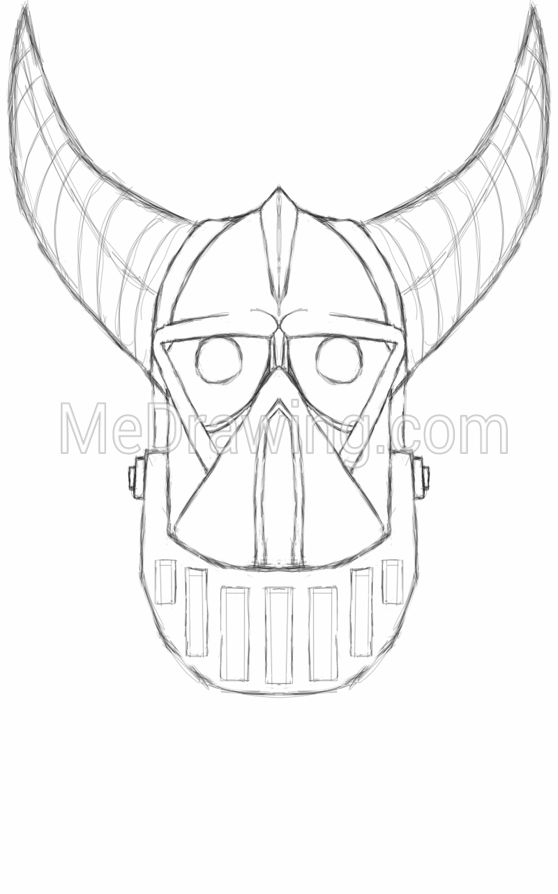 800x1280 Horned Robot Mask Sketch