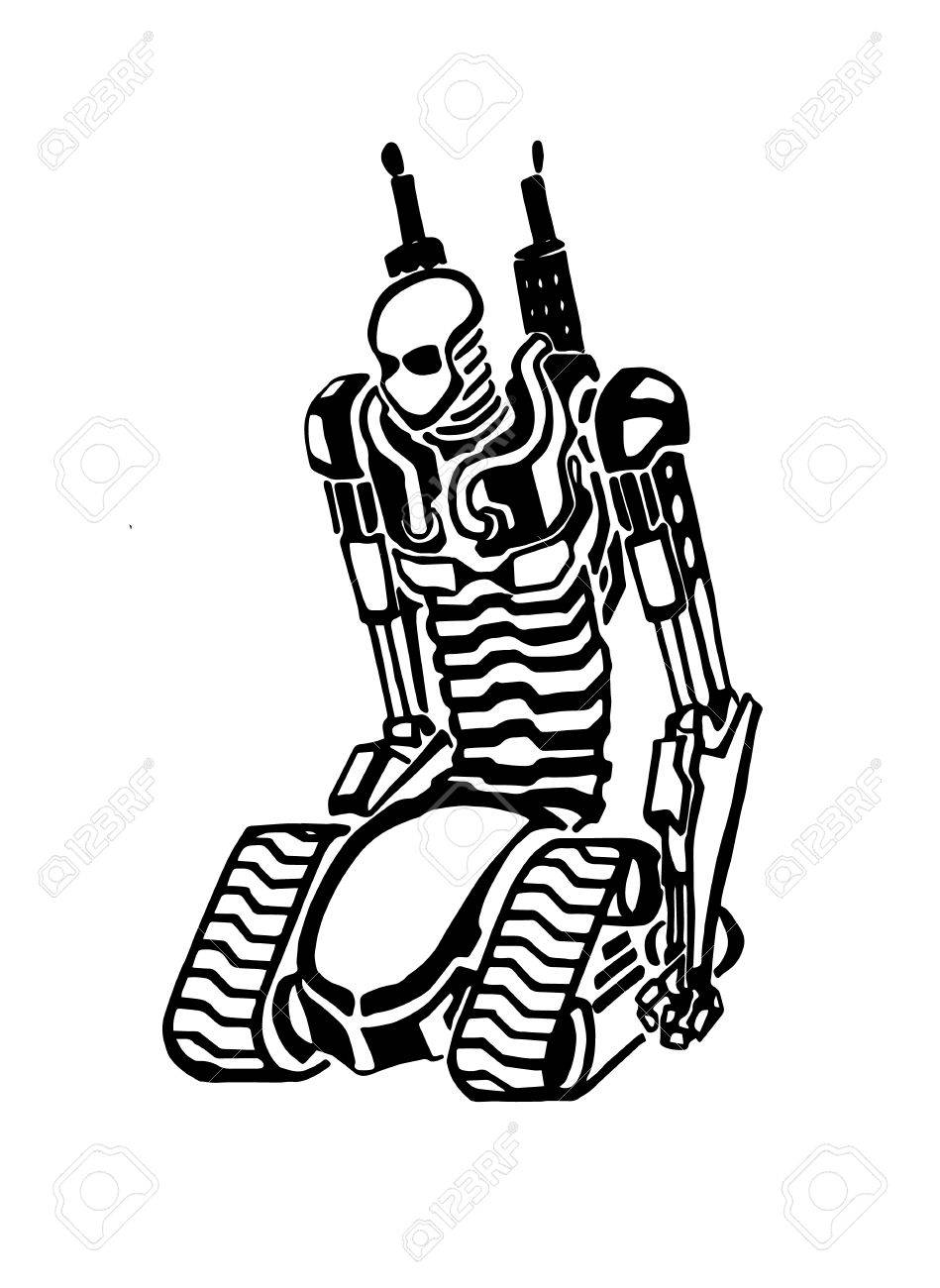 949x1300 Sketch Creative Robot. Vector Illustration Of Unusual