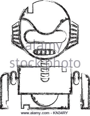 300x389 Figure Robot Face With Technology Chest Design Vector Illustration