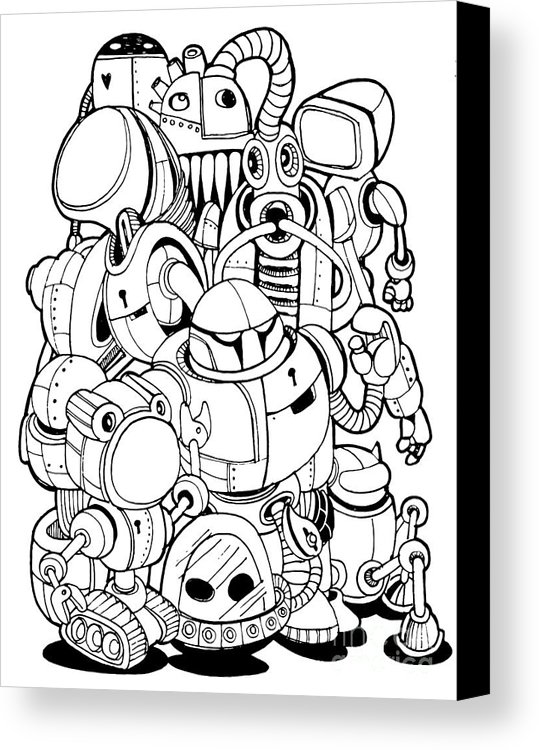 539x750 Hand Drawn Vector Illustration Of Doodle Robot Element Canvas