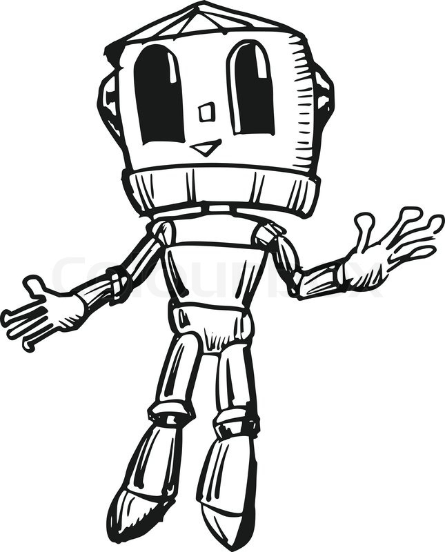645x800 Hand Drawn, Sketch Illustration Of Robot Stock Vector Colourbox