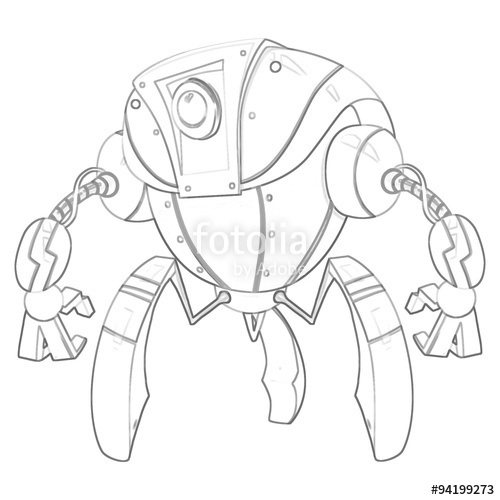 500x500 Illustration Coloring Book Series Robot. Soft Thin Line. Print